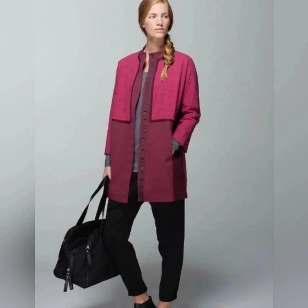 Lululemon Cocoon Car Coat Berry Rust Maroon M Jacket Outdoors Athletic Fall